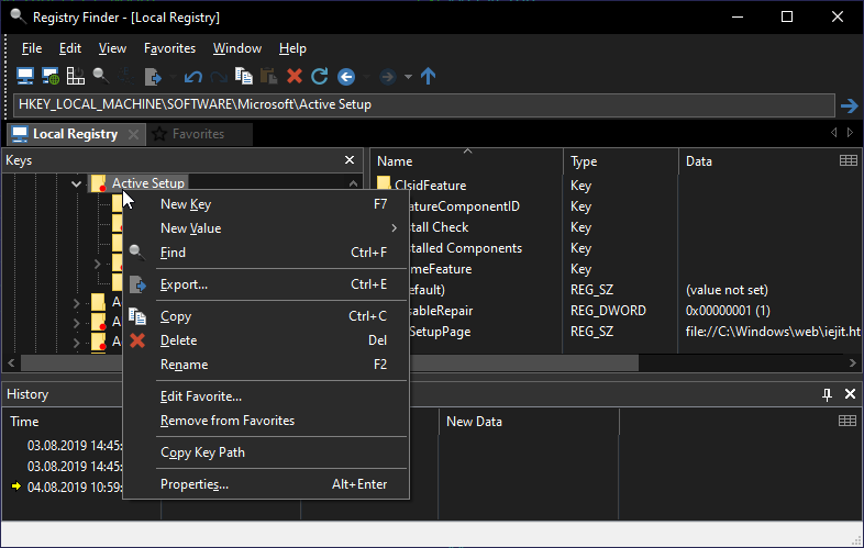 Registry Finder 2.47 Main-Dark